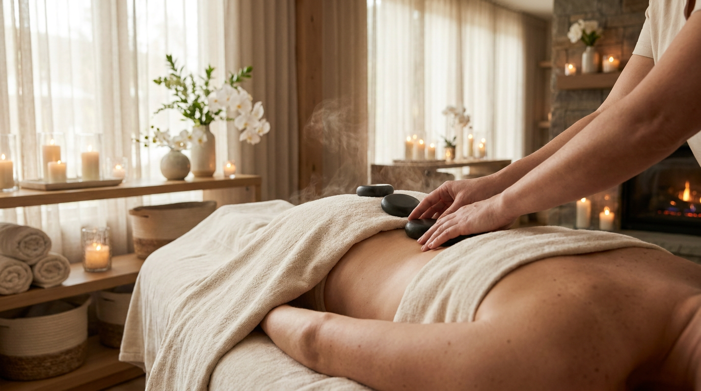 Hot Stone Massage treatment at a luxury day spa